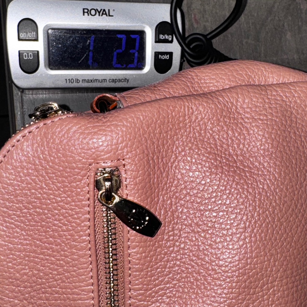 Valentina Crossbody Bag Womens Medium Pink Excellent Pebbled Leather‎ Italy Zip - Picture 14 of 14